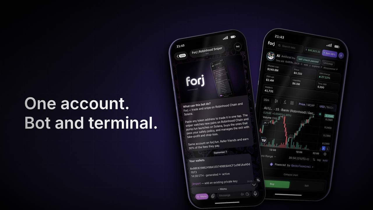Forj in Telegram and in the browser terminal